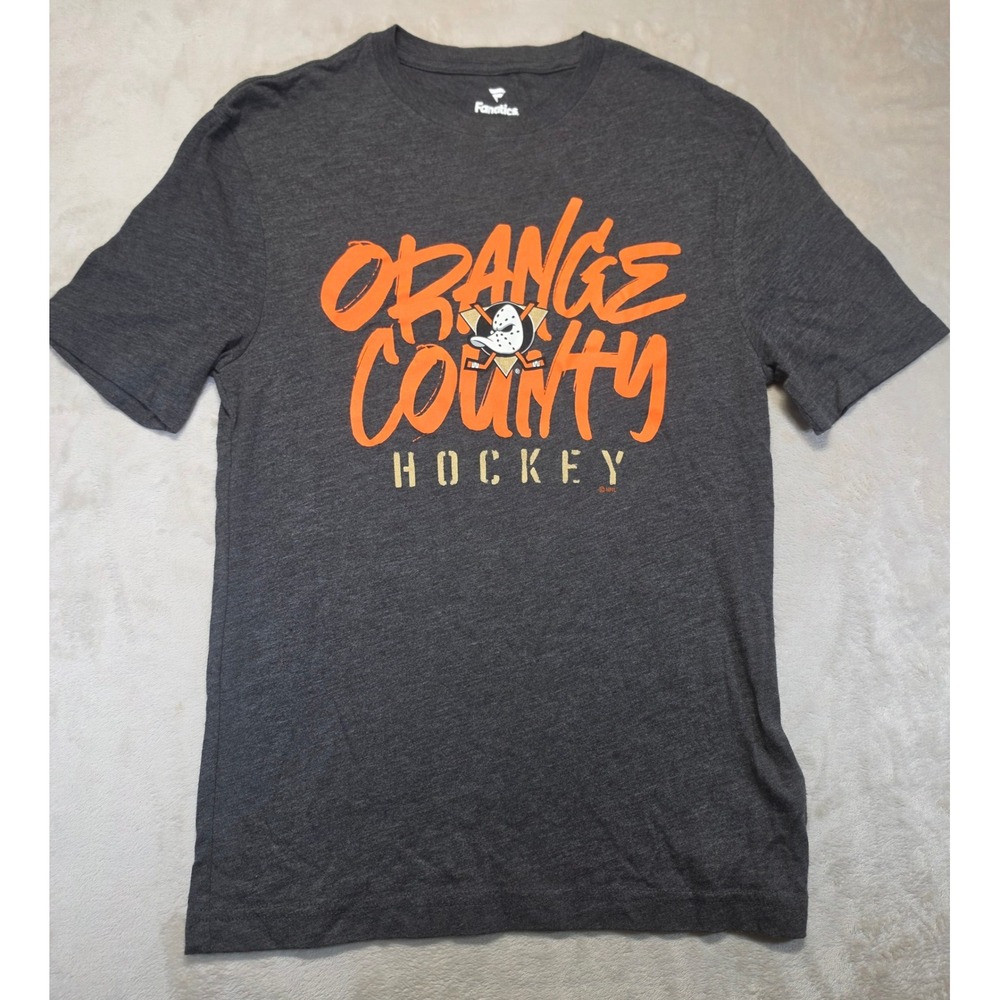 Fanatics Anaheim Ducks Orange County Hockey T-Shirt Mens Small Charcoal Grey NHL